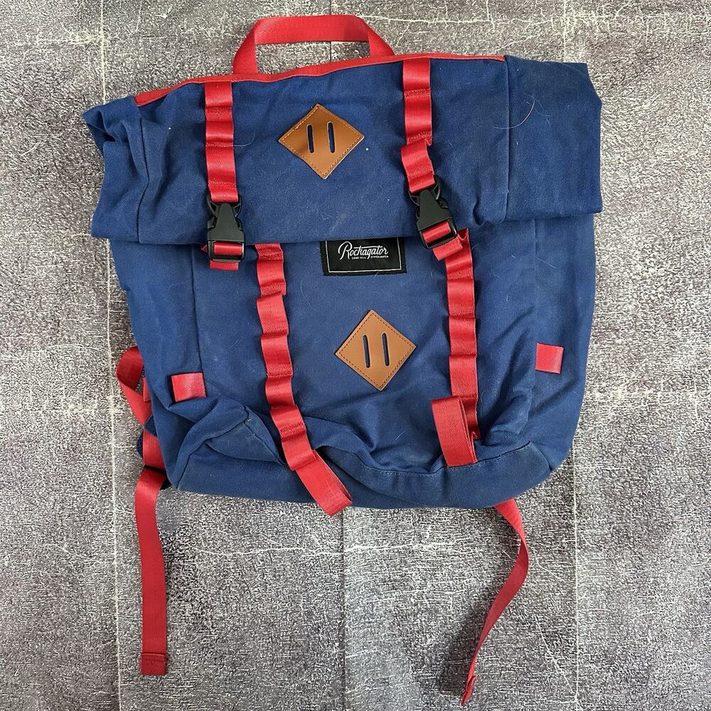 Men's Rockagator LifeStyle Phoenix Blue Red 25L Waxed Canvas Roll Top Backpack